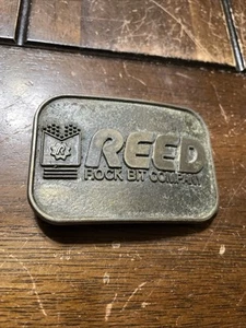 DE COLECCIÓN AÑOS 70 **REED ROCK BIT COMPANY** HEBILLA DE CINTURÓN DE LATÓN PARA CAMPO PETROLÍFERO - Imagen 1 de 2