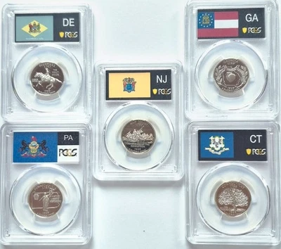 1999 S Silver State Quarter Set PCGS PR69DCAM 90% Silver (DE/PA/NJ/GA/CT) 25C - Image 1 of 4