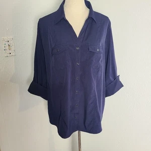 Cato dunkelblaue Bluse mit Knopfleiste, 3/4-Manschettenärmel, Größe 18/20 W - Bild 1 von 7