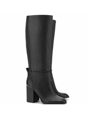 Tory Burch Black Contraire Leather Boots Women’s Size 6. Block Heel Worn Once - Image 1 of 4