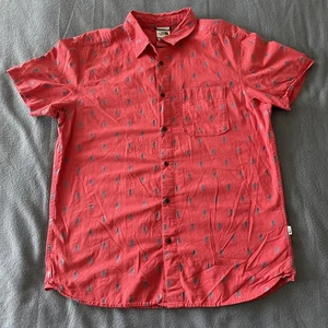 The North Face Shirt Men's Large Baytrail Hiker All Over Print Button Up Salmon - Picture 1 of 9