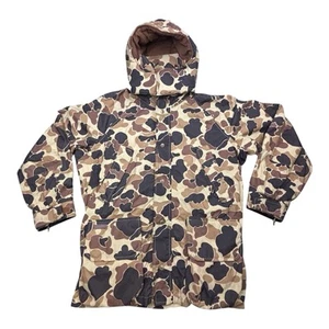 Giacca cappotto da caccia vintage Columbia Omni Tech Duck mimetico con cappuccio e zaino uomo XL - Foto 1 di 23