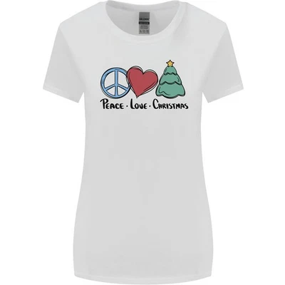 Paix Amour Noël Xmas T-Shirt Femme Coupe Plus Large - Photo 1/4