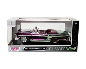 1/24 Motormax Custom Wrap 1958 Chevrolet Impala Purple / Green Chrome 79082 - Picture 1 of 1