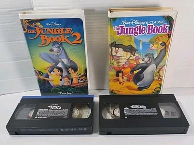 The Jungle Book 1 & 2 VHS ~ Lot Of 2 Animated Disney Movies In Clamshell Cases Foto 1 de 4