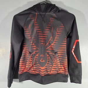 Spyder Brand Kids Size S  Red Spider Web w/ Spider on Black Hoodie Tunnel Pocket - Picture 1 of 14