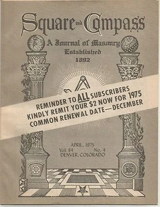 Vintage Square & Compass Magazine - A Journal of Masonry - April 1975 - Bild 1 von 2