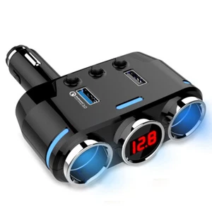QC3.0 Dual USB Car Charger Cigarette Lighter Socket Power Adapter Outlet 12-24V - Picture 1 of 7