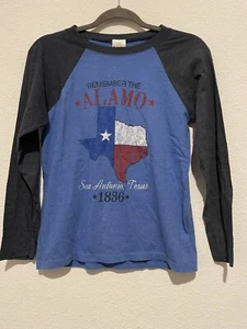 Texas, Remember The Alamo Youth Baseball Style Shirt Blue Gray Medium - Picture 1 of 7
