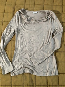Basic Long Sleeve Shirt Beige Size Medium Women - Picture 1 of 4