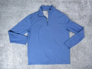 Weatherproof Henley 1/4 Zip Sweater Mens Large Blue Long Sleeve Pullover Casual - Picture 1 of 9