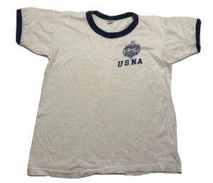 Vintage 70s Champion US Naval Academy USNA Blue Bar T-Shirt USA Size Small K9 - Picture 1 of 4