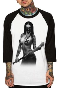 Mafioso Clean Up Urban Inked Tattooed Sexy Damen Herren Baseball Raglan T-Shirt - Bild 1 von 3
