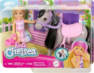 Barbie Chelsea Doll and Horse Toy Set Bends Knees Ride Grey Pony NEW FREE P&P - Picture 1 of 11