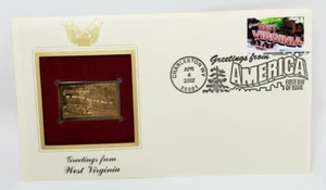 Vintage 2002 Greetings From West Virginia First Day of Issue Gold Stamp Replica - Picture 1 of 5