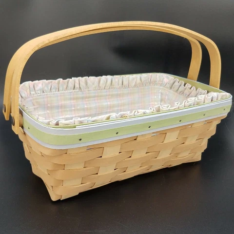 Longaberger 2011 Earth & Sky Medium Chore Basket Set+Protector+Liner FARMHOUSE Cover