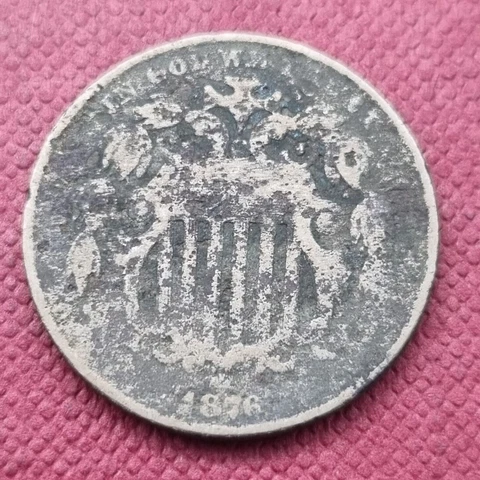 1876 Shield Nickel 5c Circulated Corroded #49837 Cover