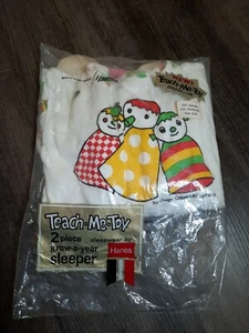 Vintage hanes Children's Sleeper Pajamas Two Piece grow a year - Picture 1 of 9