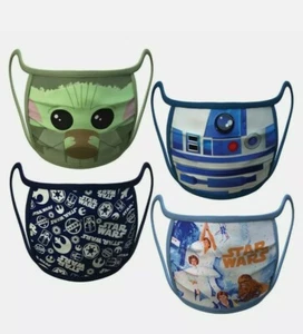 4 pc Disney Parks Authentic Star Wars Yoda Face Mask Youth Medium NEW Sealed - Picture 1 of 4