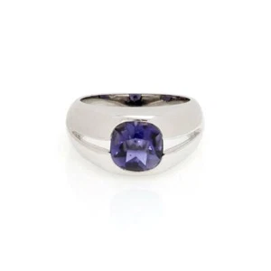 Tiffany & Co. Solitaire Ring Iolite 18k White Gold Cushion Shape - Picture 1 of 4