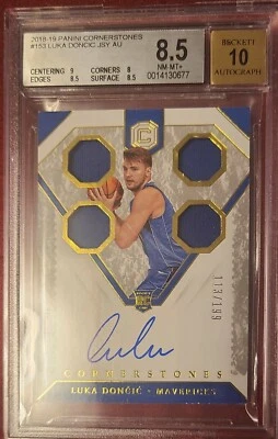 2018 Panini Cornerstones #/199 ROOKIE PATCH AUTO RPA Luka Doncic RC #153 BGS 8.5 - Image 1 of 2