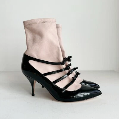 Botines Ilusión Red By Valentio Detalle Lazo Place PAtent Cuero Nude Beige 37 Foto 1 de 4