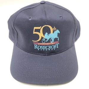 Vintage Rosecroft Raceway Druckknopflasche Truckermütze 1999 blaues Geschirr Racing 50. - Bild 1 von 4