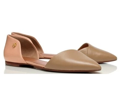 Zapatos planos Tory Burch Viv de cuero marrón desnudo D'orsay en punta para mujer talla 8M Foto 1 de 4