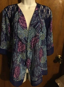 VTG. Salon Studio Pink/Blue Paisley Scarf Jacket - Picture 1 of 11