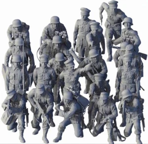 Ww2 German Soldiers 21 Figures 1/35 Scale Model Kit Resin Printed - Afbeelding 1 van 1