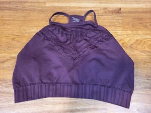 Athleta Halasana Macrame Bra Auberge Burgundy Cutout Sports Bra Womens Large - Picture 1 of 4