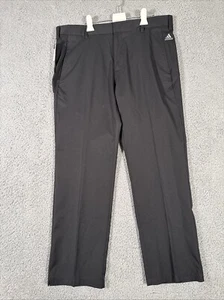 Adidas Climalite Golf Pants Mens 36x30 Black 3 Stripe Stretch Classic - Picture 1 of 12
