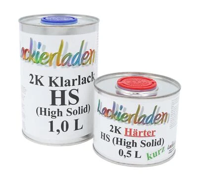 LACKIERLADEN SET 2K HS barniz transparente 2:1 incl. Endurecedor corto 1,5 L | 1,0 L barniz transparente 0,5 L endurecedor