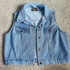 Faded Glory Womens Vest Size Large Vtg Blue Denim Button Up Sleeveless Collared