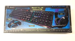 3-in-1 Wired LED Gaming 104-Key Keyboard + 3600 Max DPI Mouse + Headset with Mic - Picture 1 of 3