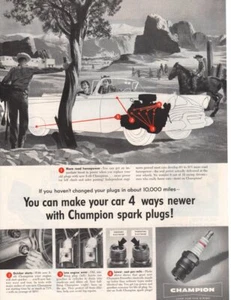 Vintage Print advertisement ad 1950s Champion Spark Plug Dude Ranch Horse art - Picture 1 of 1