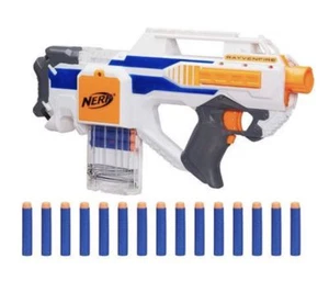 Nerf Elite Rayvenfire Dart Blaster USA White Motorized Semi - Automatic Toy Gun - Picture 1 of 2