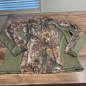 Realtree Xtra Camo Deep Green Long Sleeve 1/4 Zip Pullover Hunting Hiking XL - Picture 1 of 10