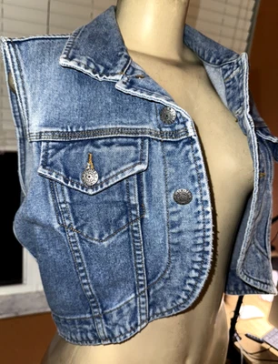 Chaleco Corto Jeans Vintage Limitado Años 90 Algodón Denim Talla M mc Foto 1 de 4