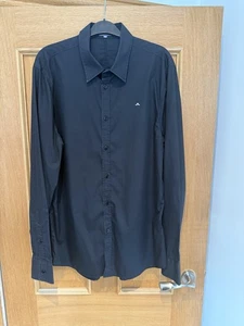 J LINDEBERG Shirt Mens Size XL Black Long Sleeve Slim Fit Smart Capsule Minimal - Picture 1 of 4