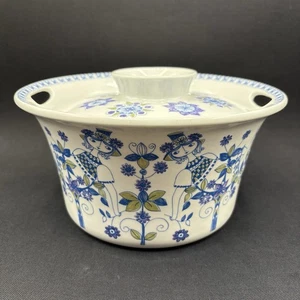 Figgjo Flint Lotte Turi Design Norwegen blau Porzellan Kasserolle Deckel Siebdruck - Bild 1 von 8