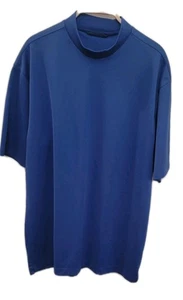 Nike Golf Mock Neck Shirt Men's Size XL Blue Short Sleeve Moisture Wicking - Picture 1 of 12