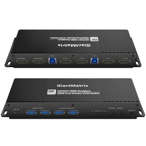 Kvm Switches HDMI 2 Monitors 2 Computers edid Extended Display 4k 144hz HDMI2... - Photo 1/8
