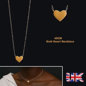 Genuine 14K Gold Plated Stainless Steel Tiny Heart Pendant Chain Necklace Gift - Picture 1 of 3