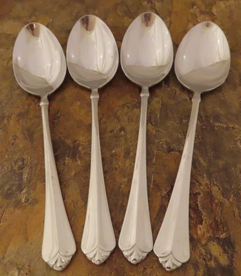 Oneida Juilliard Set of 4 Serving Spoons Heirloom Stainless Flatware Lot W - Image 1 of 4