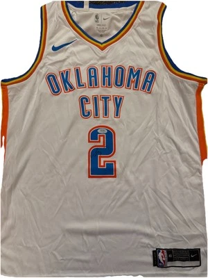 Shai Gilgeous-Alexander Autographed White Thunder Signed Jersey PSA DNA COA Auto - Image 1 of 2