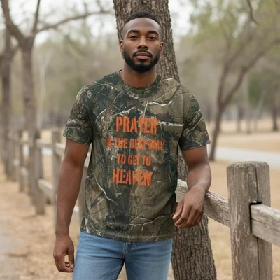 Prayer Is the Best Way to Get to Heaven Taking My Gun Camo T-Shirt Camouflage - Image 1 of 4