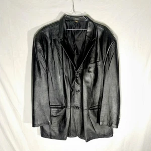 J. Ferrar Vintage Genuine Leather Jacket Men XXL Black Single Breasted Matrix  - Picture 1 of 11