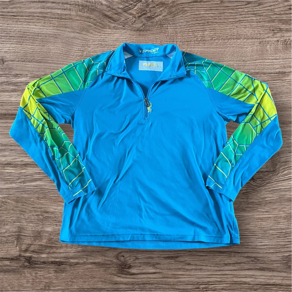 Vintage Spyder Spell Out Spider Web Half Zip Pullover Skiing Top Mens Size M - Image 1 of 4