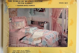 Vtg World of Beatrix Potter Friends of Peter Rabbit Cannon Twin Sheet Set Pond - Picture 1 of 14